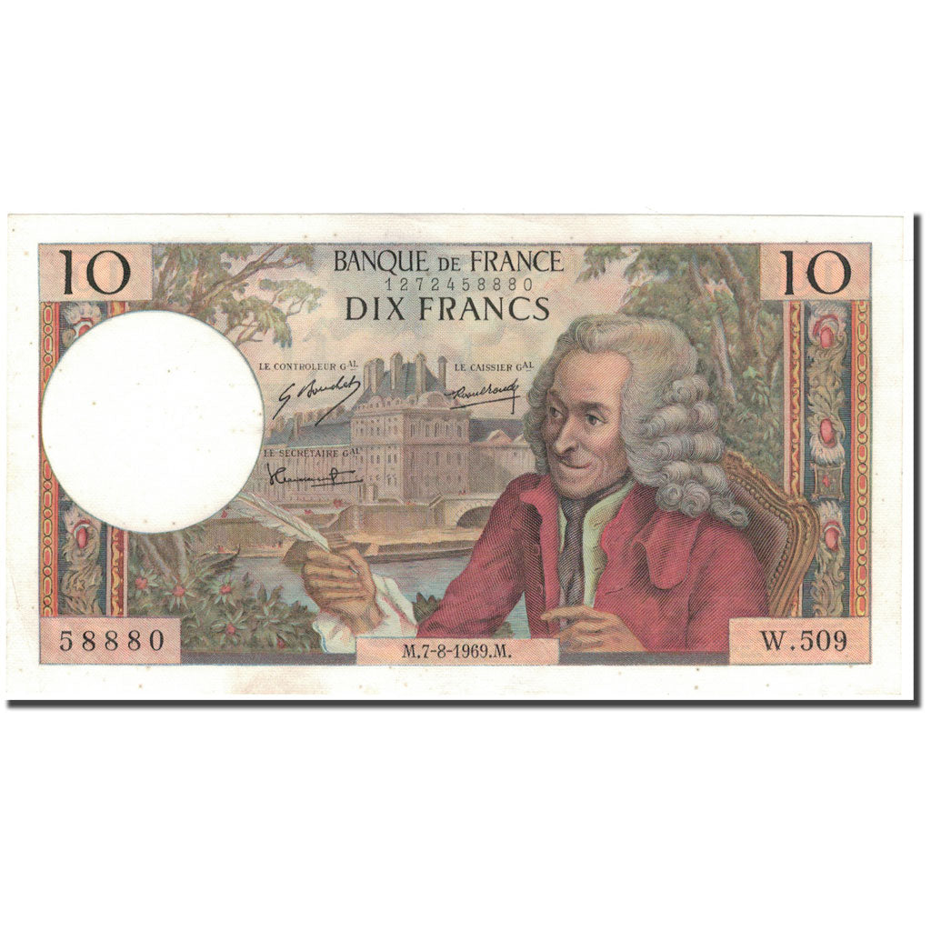 France, 10 Francs, 10 F 1963-1973 ''Voltaire'', 1969-08-07, UNC(65-70)