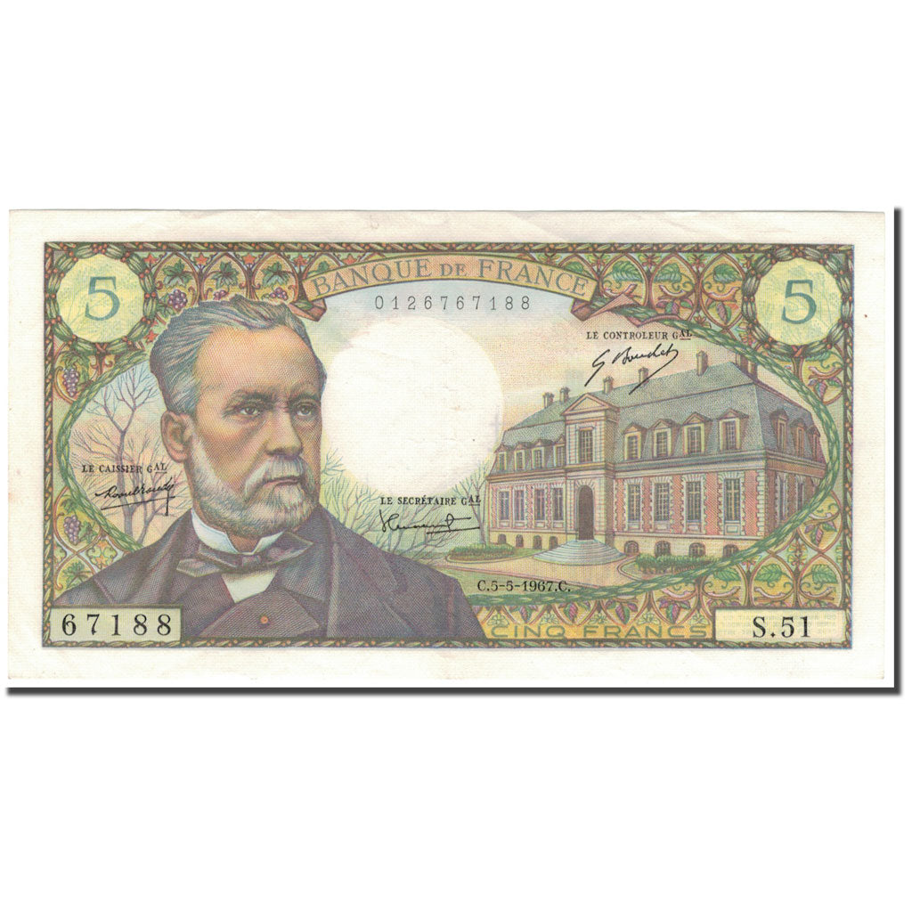 Frankrijk, 5 Francs, 5 F 1966-1970 ''Pasteur'', 1967-05-05, SUP, Fayette:61.5