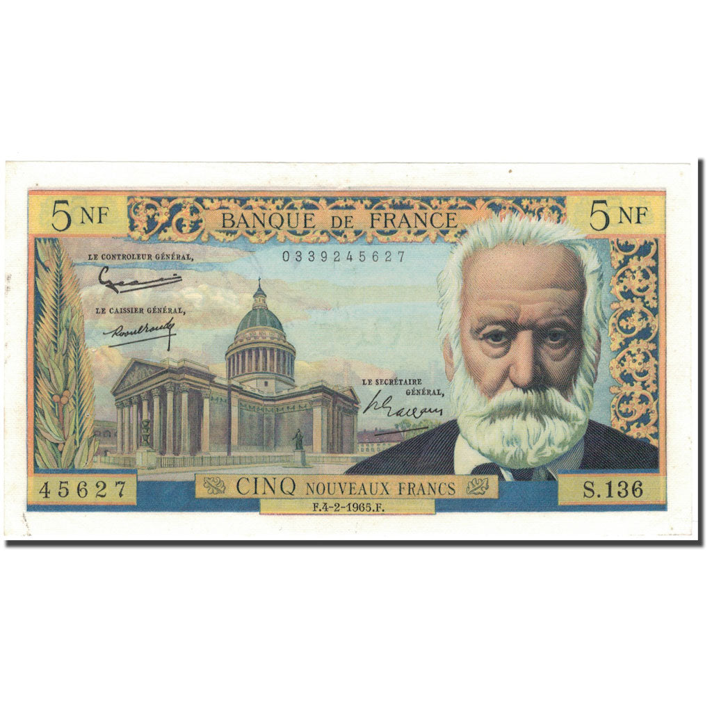 Francia, 5 Nouveaux Francs, 5 NF 1959-1965 ''Victor Hugo'', 1965-02-04, EBC