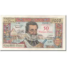 Francja, 50 Nouveaux Francs on 5000 Francs, Henri IV, 1958-10-30, AU(55-58)