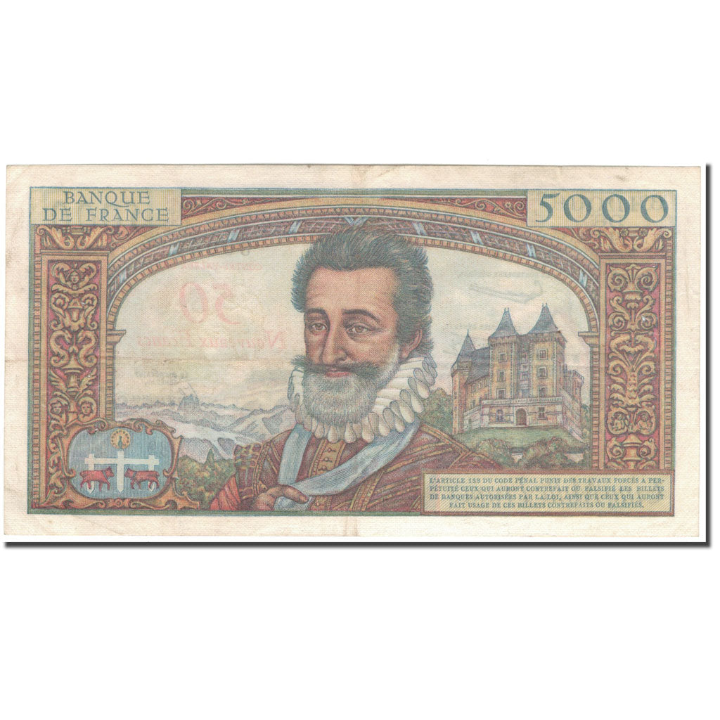 France, 50 Nouveaux Francs on 5000 Francs, 50 NF 1959-1961 ''Henri IV''