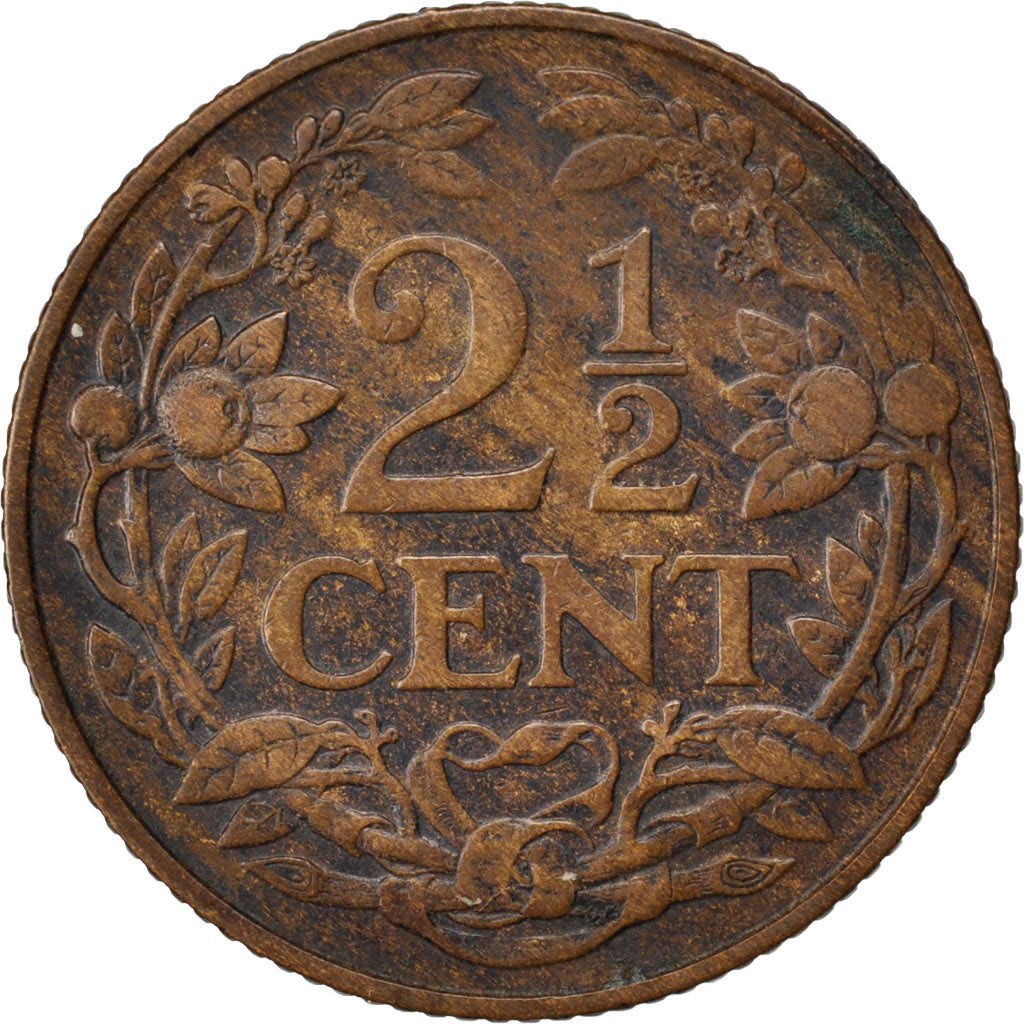 Coin, Netherlands, Wilhelmina I, 2-1/2 Cent, 1918, EF(40-45), Bronze, KM:150