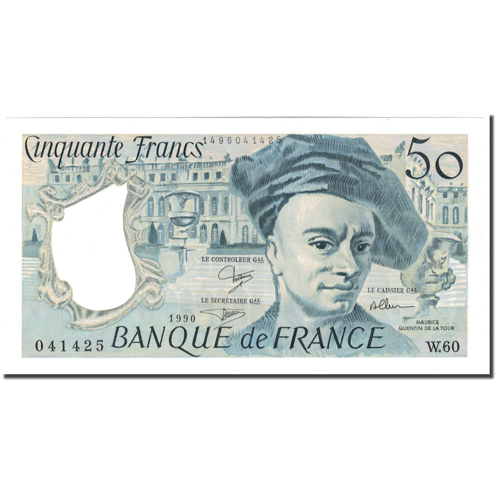 Francja, 50 Francs, Quentin de La Tour, 1990, UNC(65-70), Fayette:67.16, KM:152e