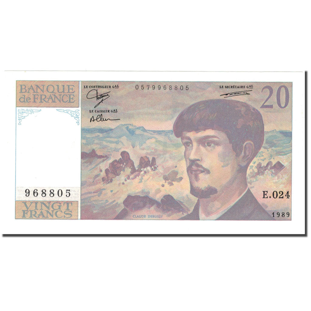 Francia, 20 Francs, 20 F 1980-1997 ''Debussy'', 1989, FDS, Fayette:66.10
