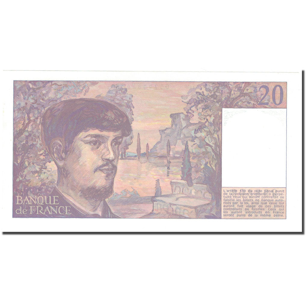 Francia, 20 Francs, 20 F 1980-1997 ''Debussy'', 1989, FDS, Fayette:66.10