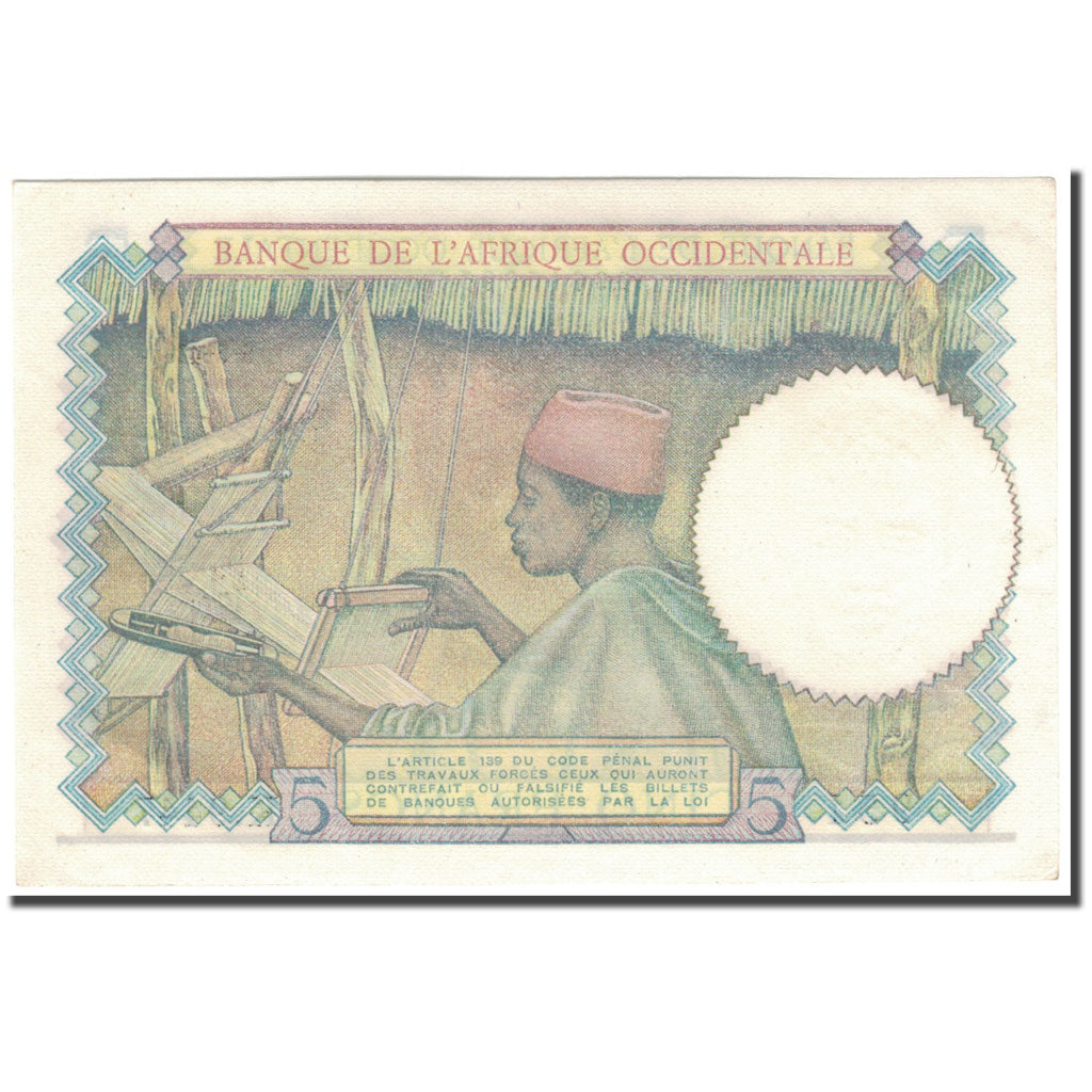 Banknote, French West Africa, 5 Francs, 1942-05-06, KM:21, UNC(65-70)