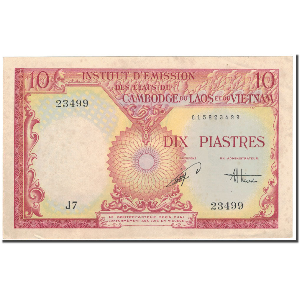 Banknote, FRENCH INDO-CHINA, 10 Piastres = 10 Dong, 1953, KM:107, AU(55-58)
