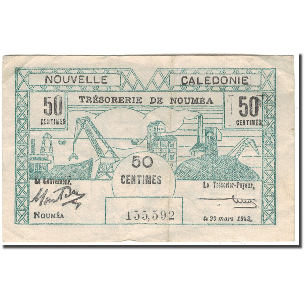 Banknote, New Caledonia, 50 Centimes, 1943-03-29, KM:54, EF(40-45)