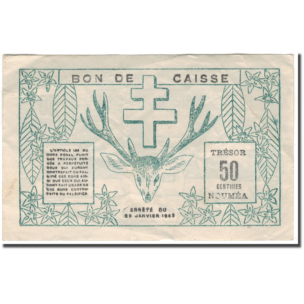 Banknote, New Caledonia, 50 Centimes, 1943-03-29, KM:54, EF(40-45)