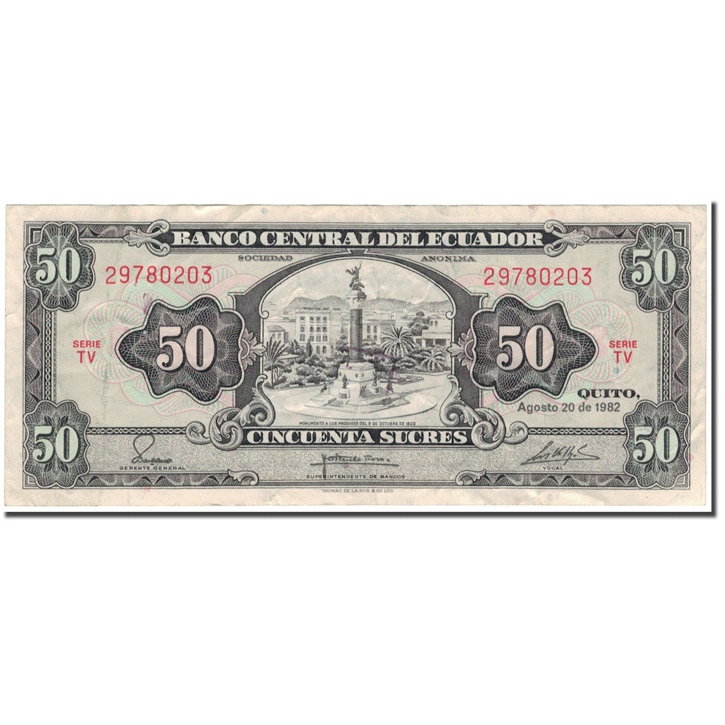 Banknote, Ecuador, 50 Sucres, 1982-08-20, KM:116e, VF(20-25)