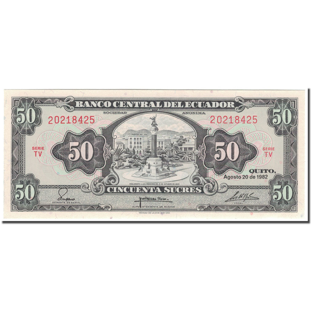 Banknote, Ecuador, 50 Sucres, 1982-08-20, KM:116e, UNC(65-70)