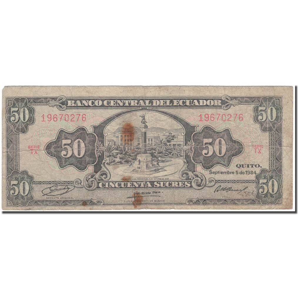Banknote, Ecuador, 50 Sucres, 1984-09-05, KM:122a, VG(8-10)