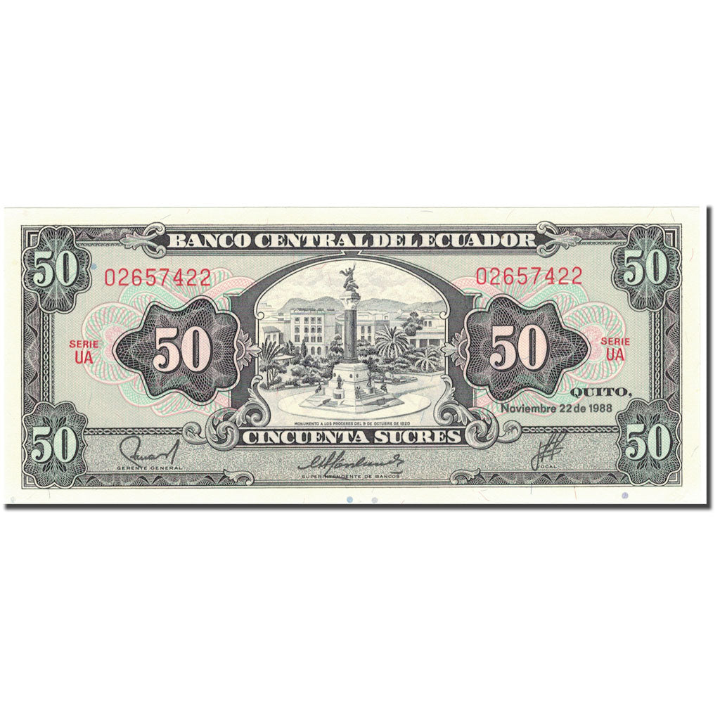 Banknote, Ecuador, 50 Sucres, 1988-11-22, KM:122a, UNC(65-70)