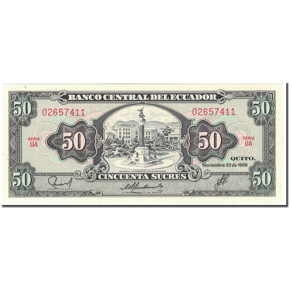 Banknote, Ecuador, 50 Sucres, 1988-11-22, KM:122a, UNC(65-70)