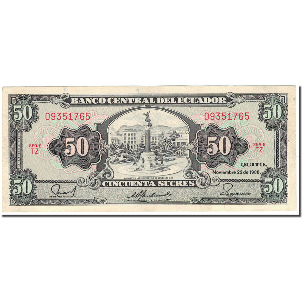 Banknote, Ecuador, 50 Sucres, 1988-11-22, KM:122a, UNC(60-62)