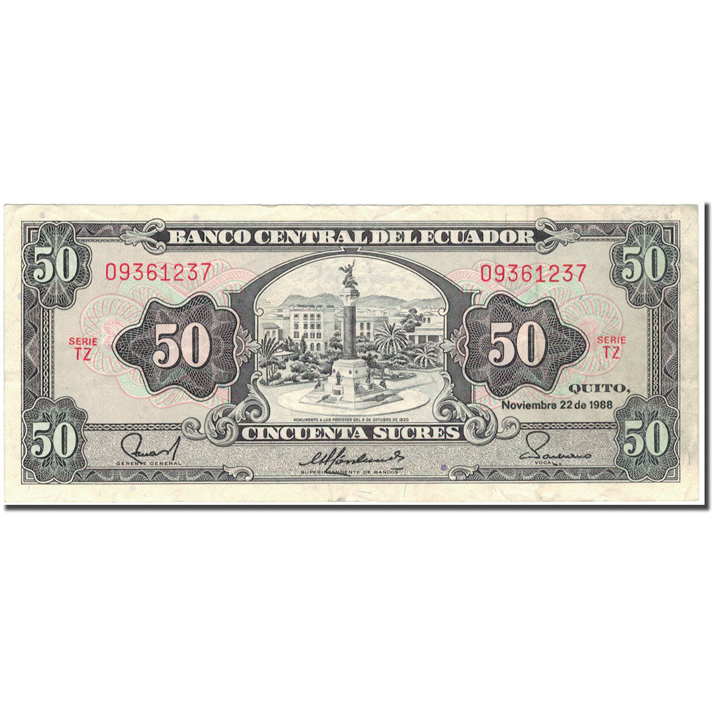 Banknote, Ecuador, 50 Sucres, 1988-11-22, KM:122a, EF(40-45)