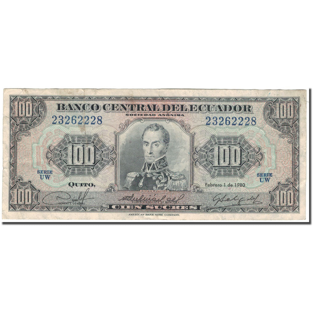Banknote, Ecuador, 100 Sucres, 1980-02-01, KM:112a, VF(20-25)