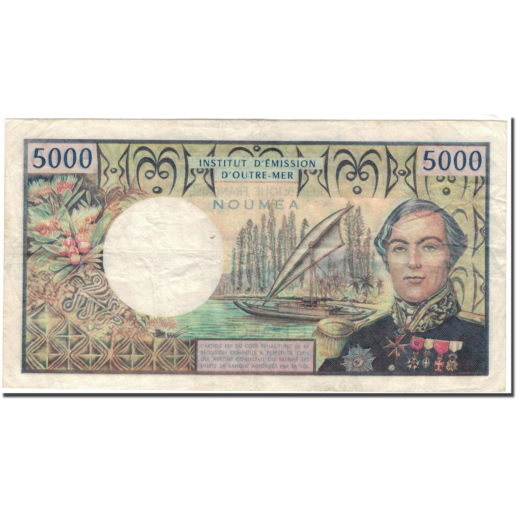 Banknote, New Caledonia, 5000 Francs, 1975, KM:65b, AU(50-53)
