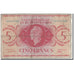 Saint Pierre and Miquelon, 5 Francs, 1943, VF(20-25), KM:10