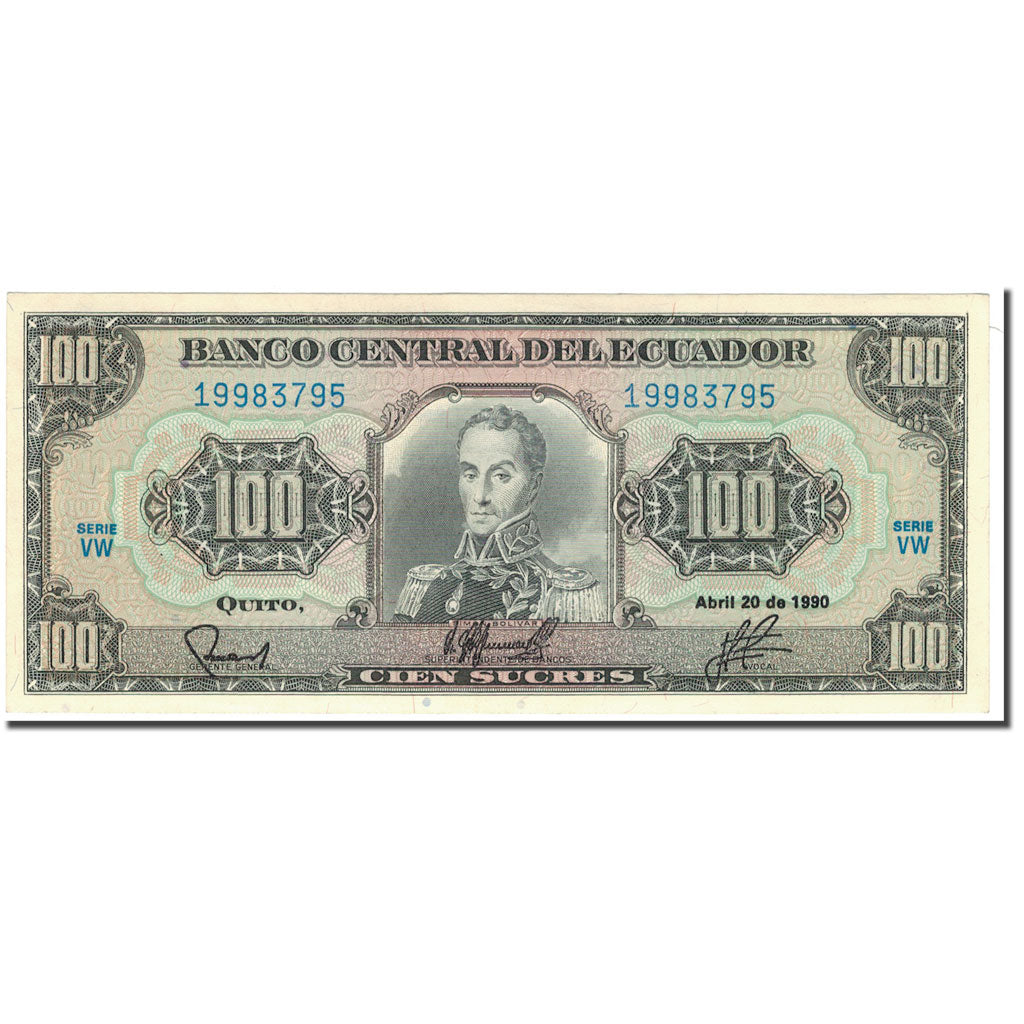 Banknote, Ecuador, 100 Sucres, 1990-04-20, KM:123, UNC(63)