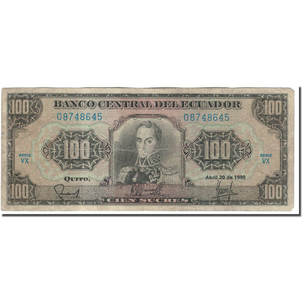 Banknote, Ecuador, 100 Sucres, 1990-04-20, KM:123, G(4-6)