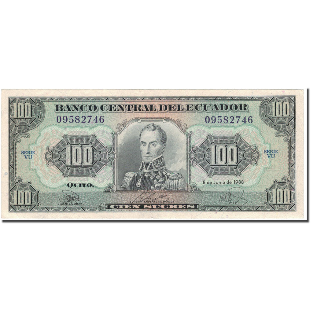 Banknote, Ecuador, 100 Sucres, 1988-06-08, KM:123Aa, EF(40-45)