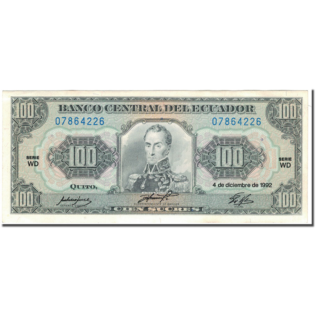 Banknote, Ecuador, 100 Sucres, 1992-12-04, KM:123Ab, UNC(63)