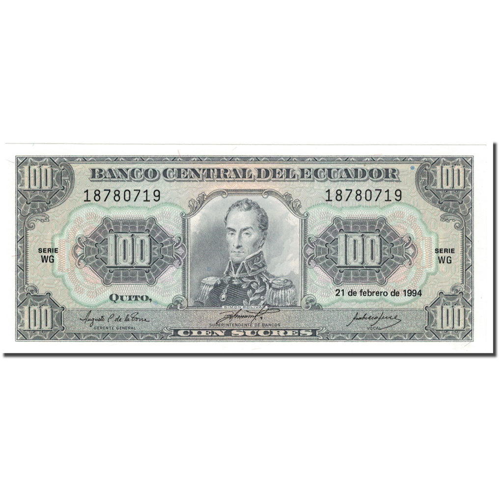 Banknote, Ecuador, 100 Sucres, 1994-02-21, KM:123Ac, UNC(65-70)