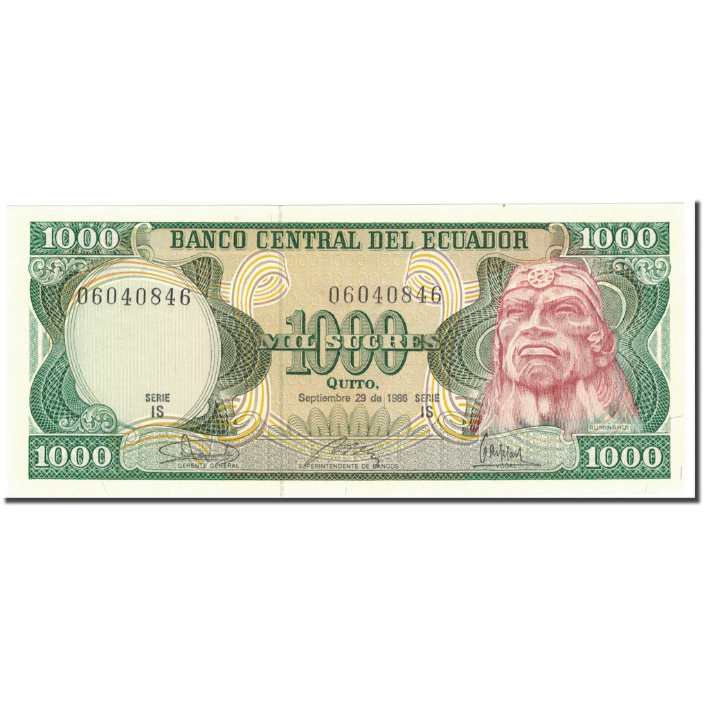 Banknote, Ecuador, 1000 Sucres, 1986-09-29, KM:125a, UNC(65-70)