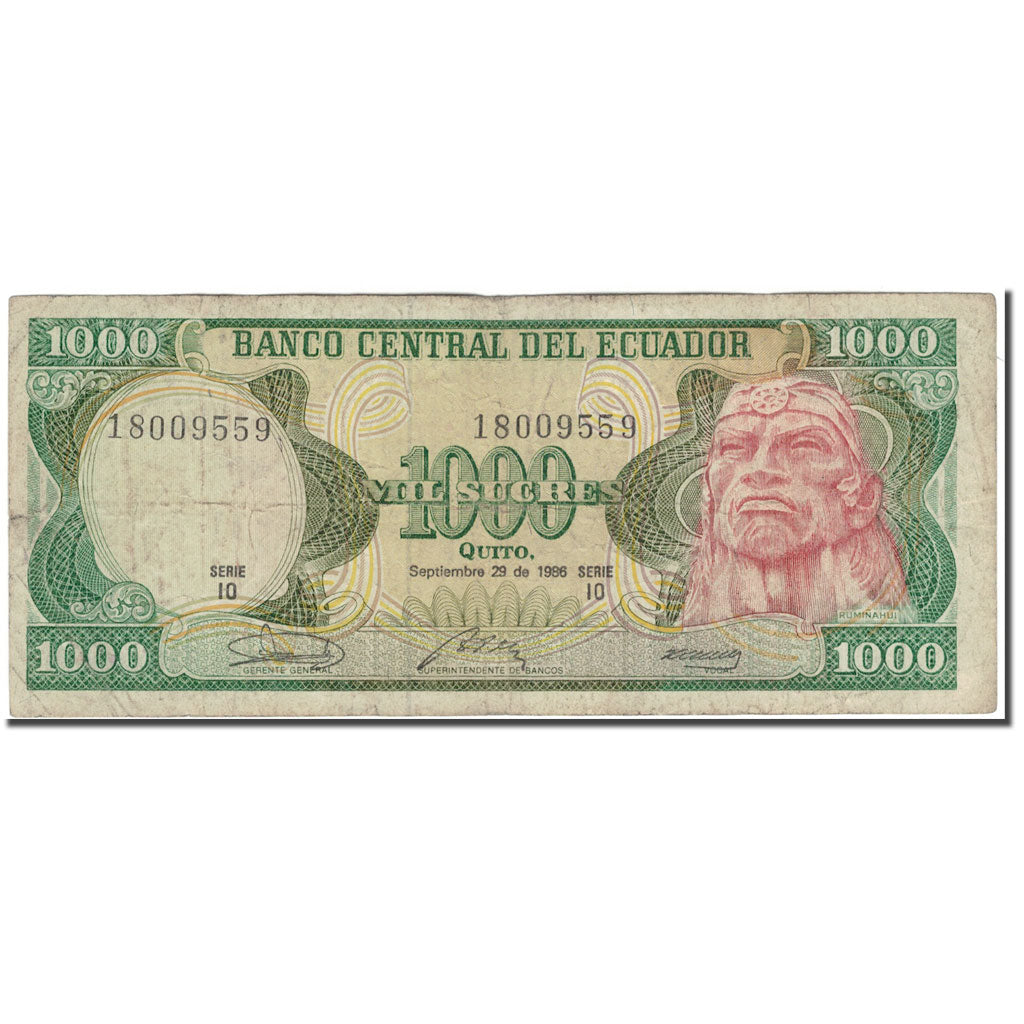 Billet, Équateur, 1000 Sucres, 1986-09-29, KM:125a, B+