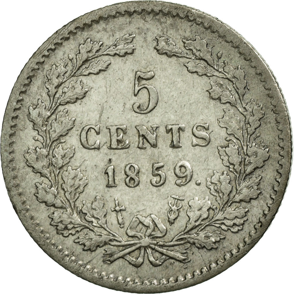 Coin, Netherlands, William III, 5 Cents, 1859, EF(40-45), Silver, KM:91