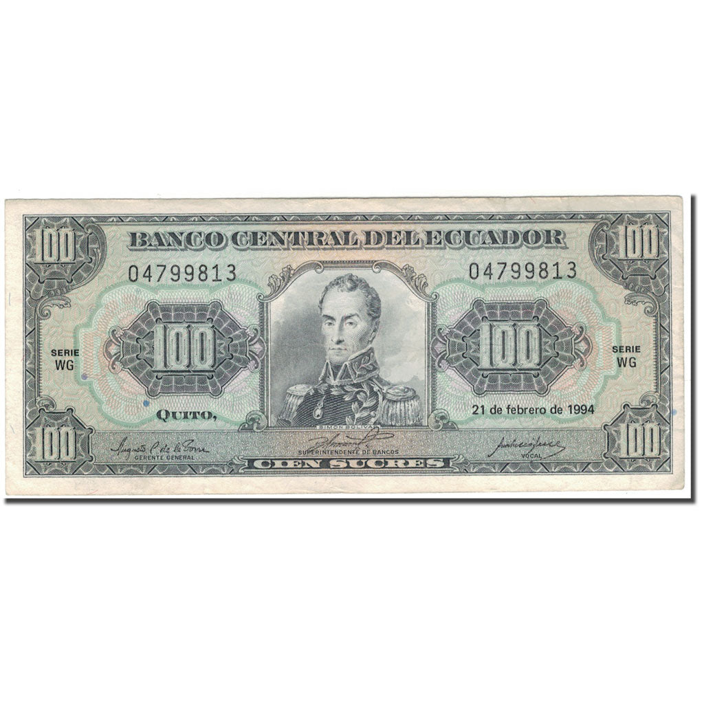 Banknote, Ecuador, 100 Sucres, 1994-02-21, KM:123Ac, EF(40-45)