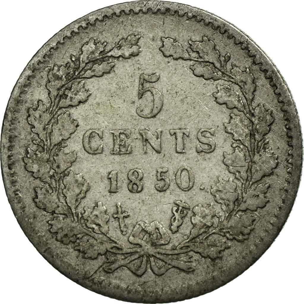 Coin, Netherlands, William III, 5 Cents, 1850, VF(30-35), Silver, KM:91