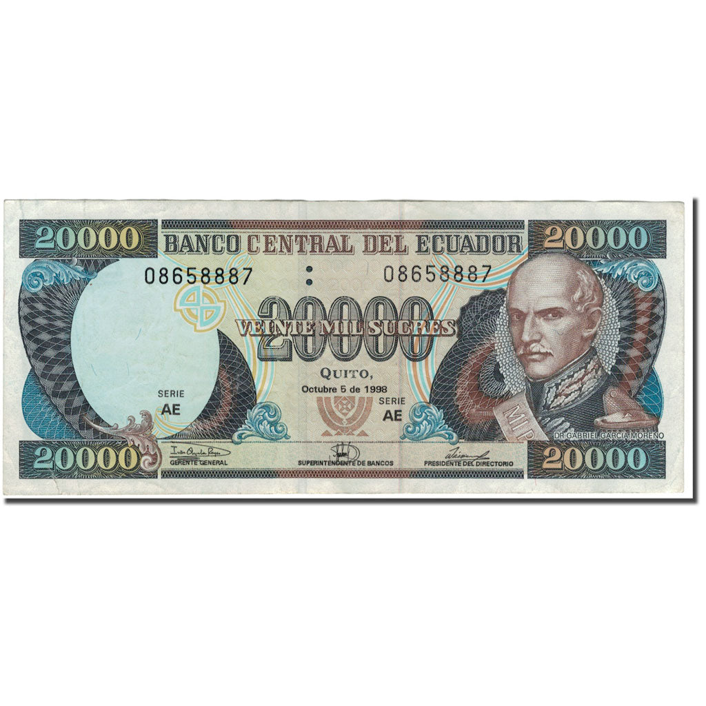 Banknote, Ecuador, 20,000 Sucres, 1998-10-05, KM:129c, VF(20-25)