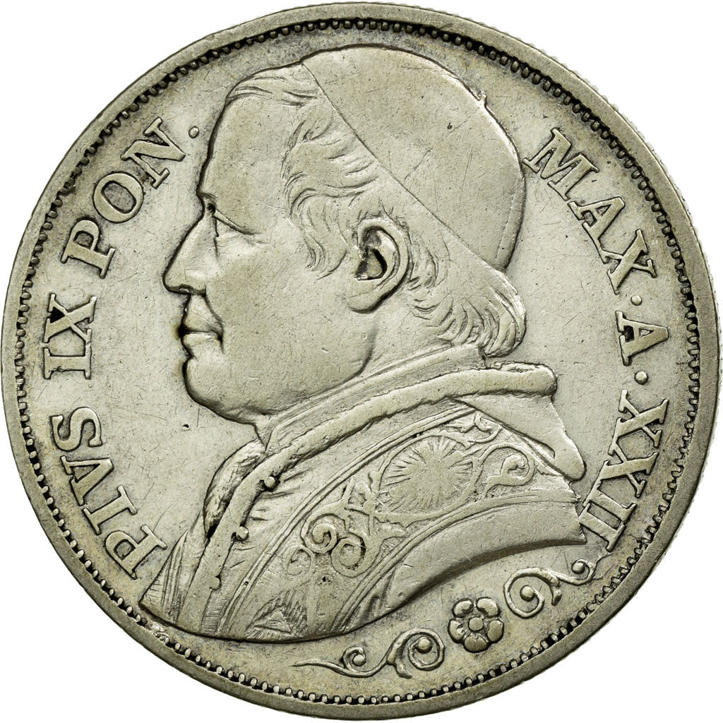 Munten, Italiaanse staten, PAPAL STATES, Pius IX, 2 Lire, 1867, Roma, ZF