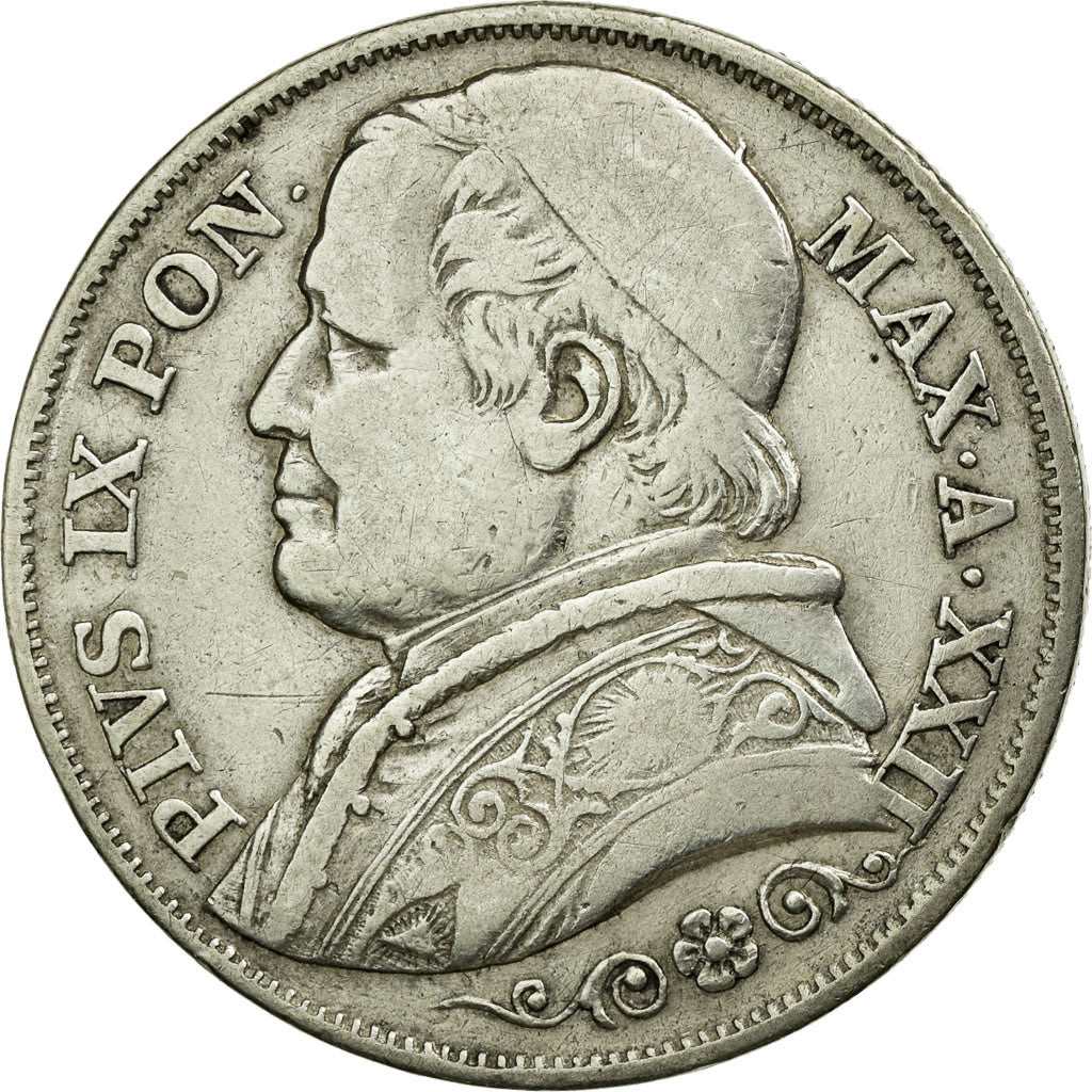 Coin, ITALIAN STATES, PAPAL STATES, Pius IX, 2 Lire, 1867, Roma, EF(40-45)