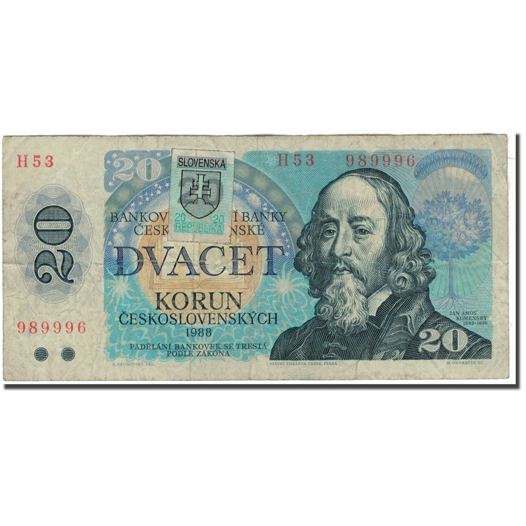 Banknote, Slovakia, 20 Korun, 1988, KM:15, VG(8-10)