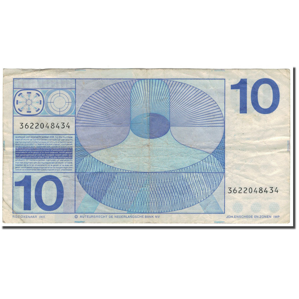 Banknote, Netherlands, 10 Gulden, 1968-04-25, KM:91a, VF(20-25)