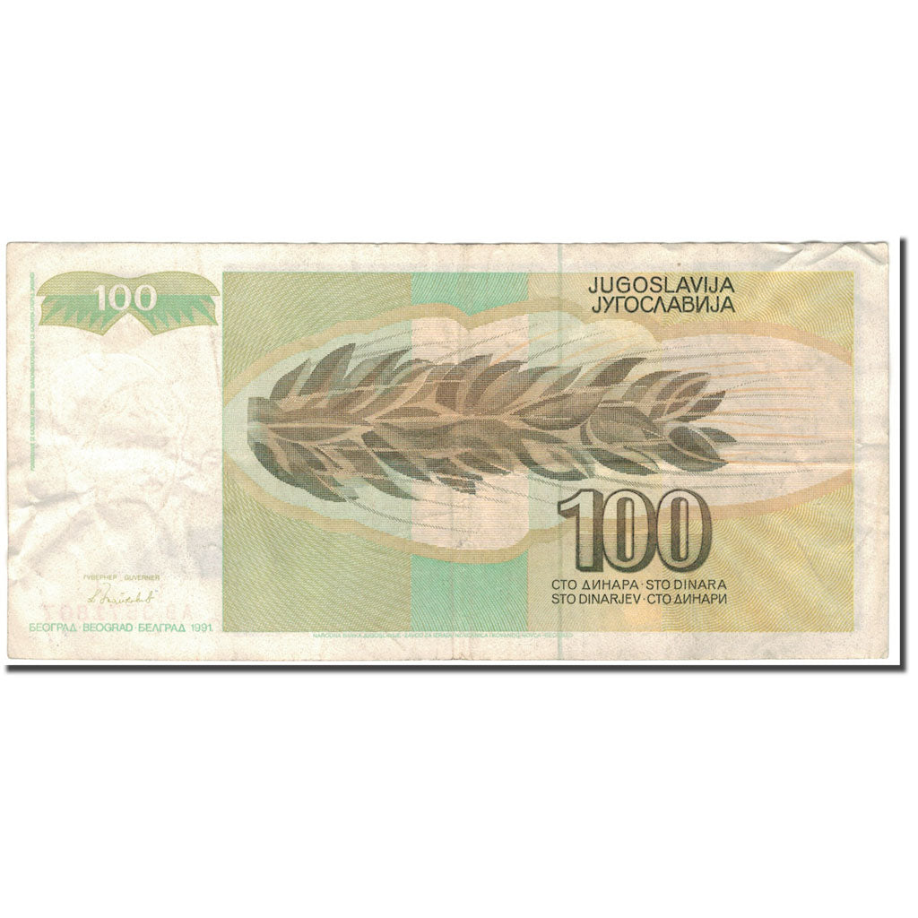 Biljet, Joegoslaviëe, 100 Dinara, 1991, KM:108, TB+