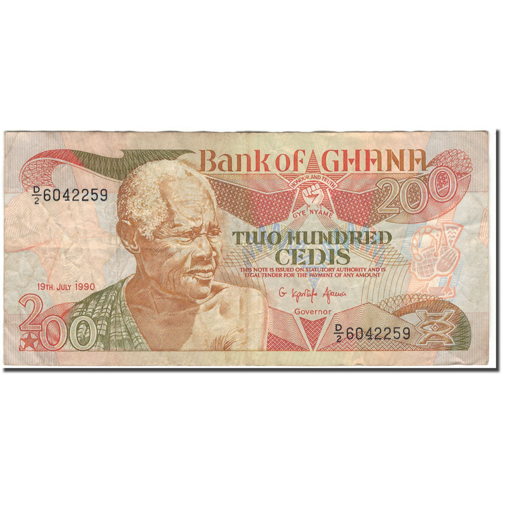 Banknote, Ghana, 200 Cedis, 1990-07-19, KM:27b, VF(20-25)