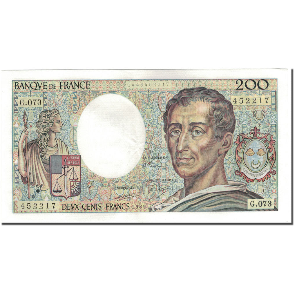 France, 200 Francs, 200 F 1981-1994 ''Montesquieu'', 1989, UNC(60-62)