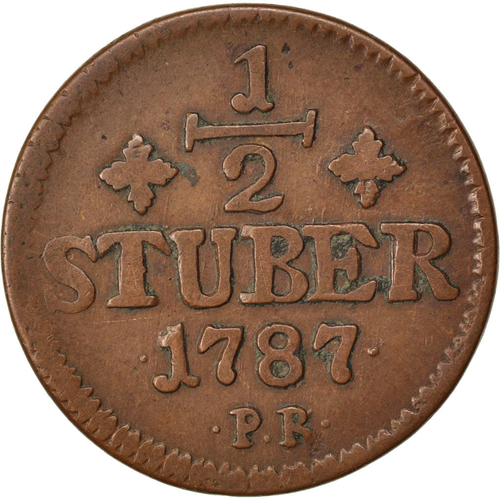 GERMAN STATES, 1/2 Stuber, 1787, KM #206, EF(40-45), Copper, 6.77