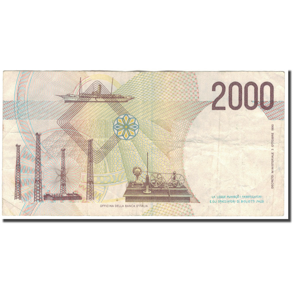 Banconote, Italia, 2000 Lire, 1990-10-03, KM:115, MB+
