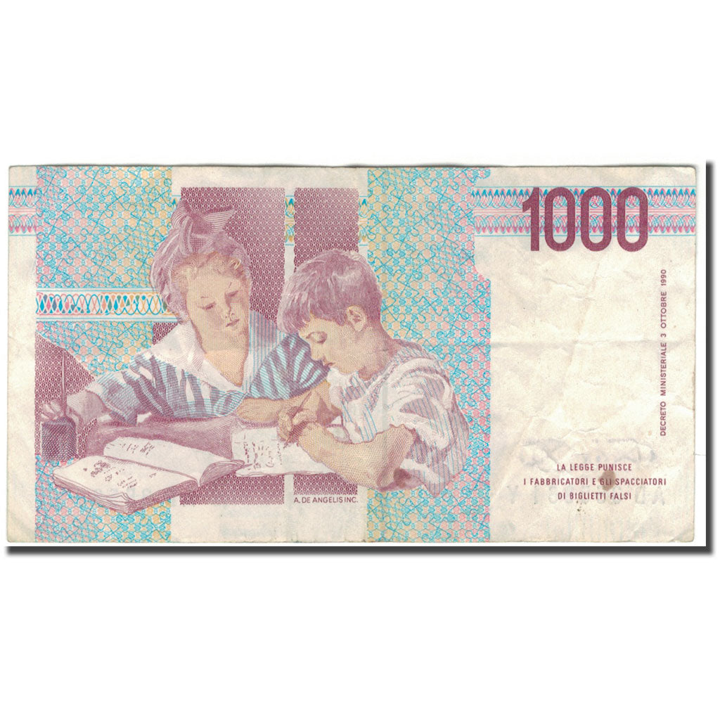 Banknot, Włochy, 1000 Lire, 1990-10-03, KM:114b, EF(40-45)