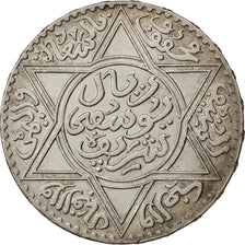 MOROCCO, Rial, 10 Dirhams, 1917, bi-Bariz, KM #33, AU(50-53), Silver, Lecompte..