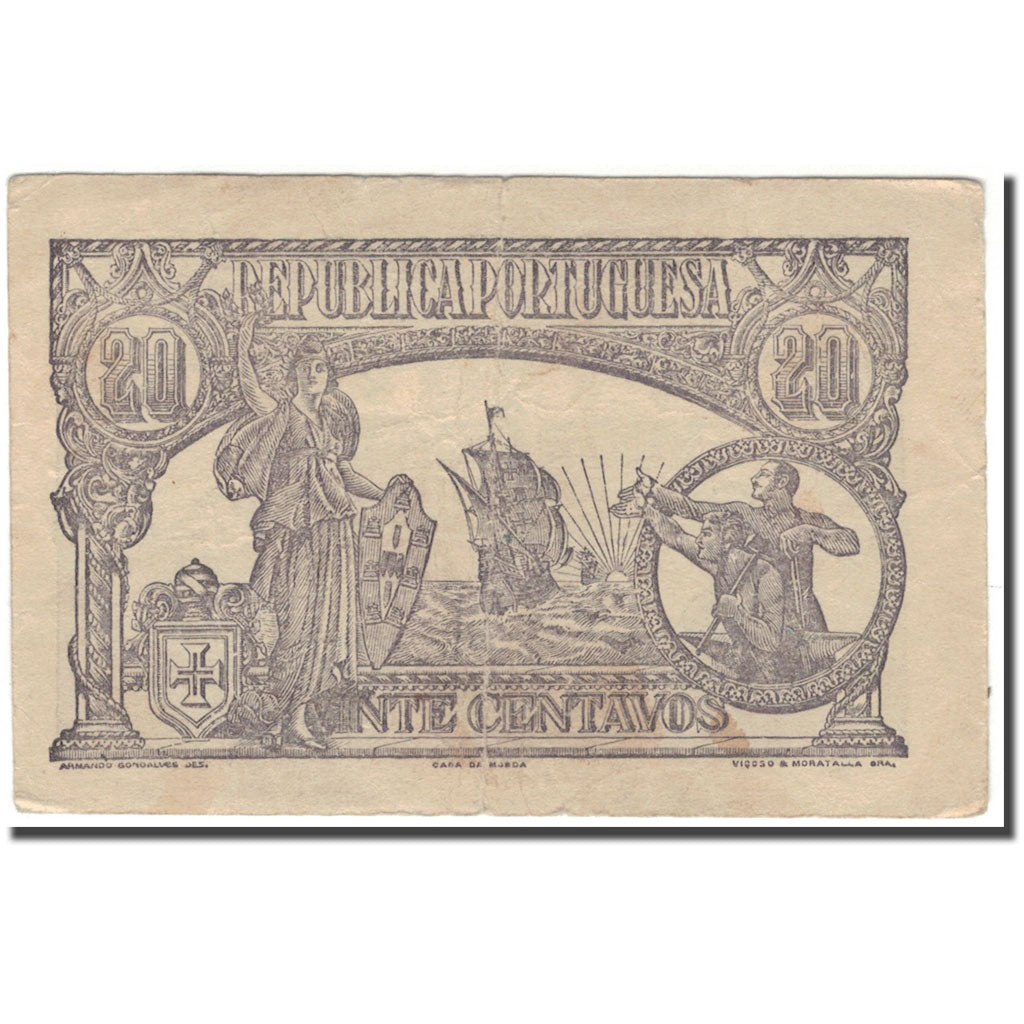 Banknote, Portugal, 20 Centavos, 1922, KM:100, VF(20-25)