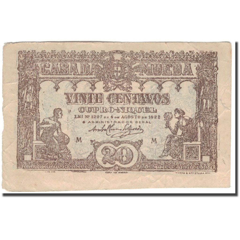 Banknote, Portugal, 20 Centavos, 1922, KM:100, VF(20-25)