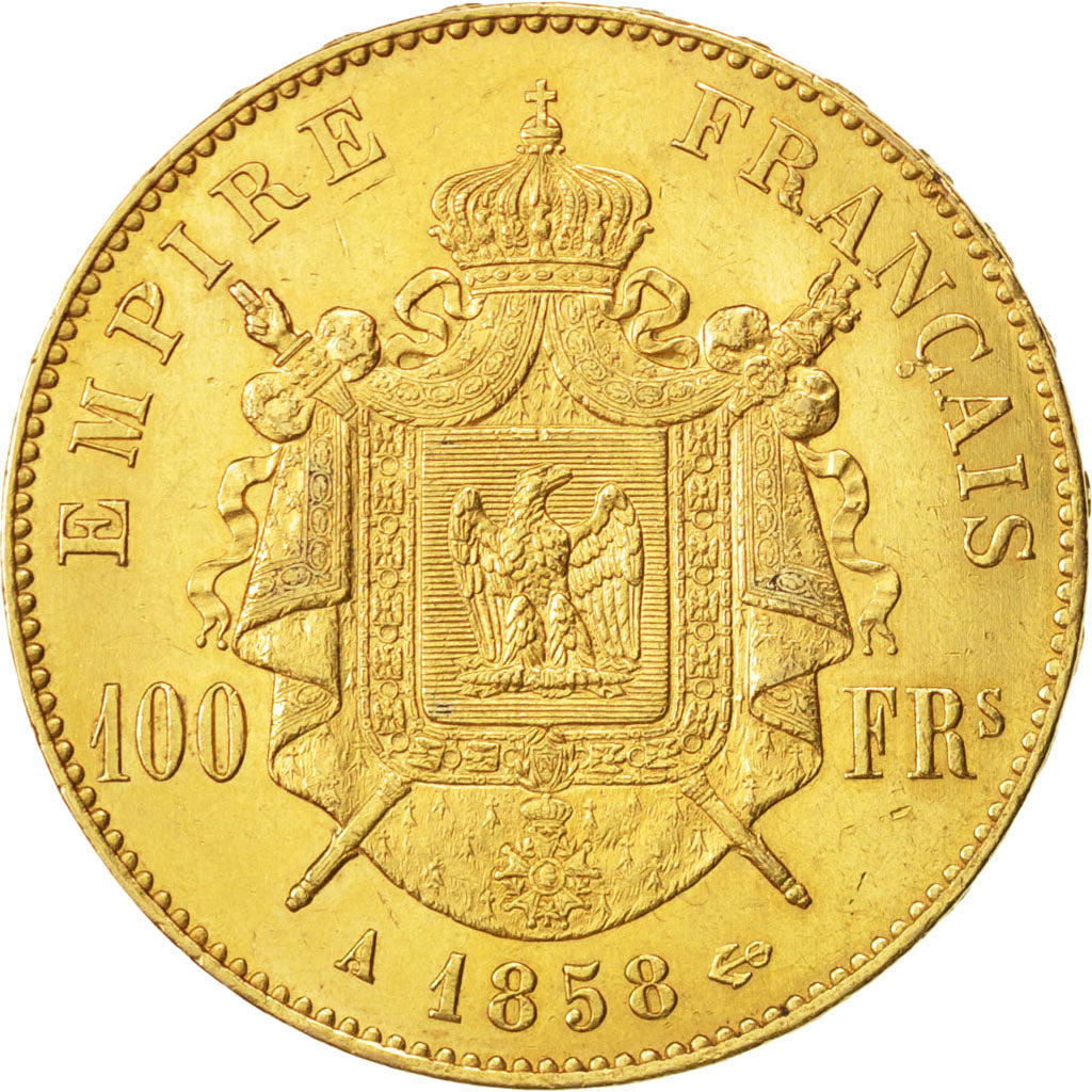 Moneda, Francia, Napoleon III, Napoléon III, 100 Francs, 1858, Paris, EBC, Oro