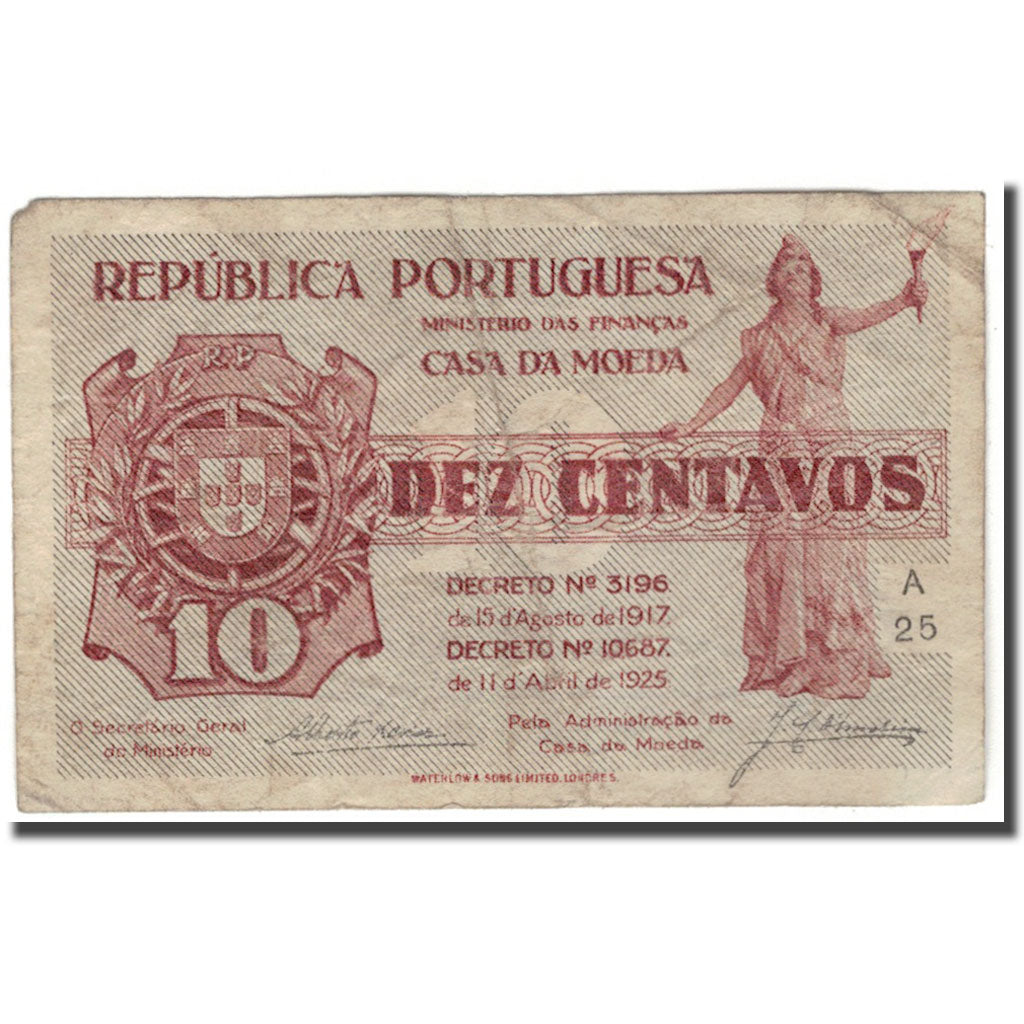 Banknote, Portugal, 10 Centavos, 1925, KM:101, VF(20-25)