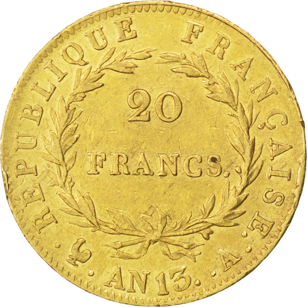 FRANCE, Napoléon I, 20 Francs, 1804, Paris, KM #663.1, AU(50-53), Gold, Gadoury 
